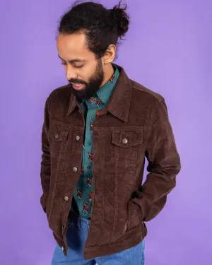 Retro Vintage Cocoa Brown Corduroy Unisex Western Jacket