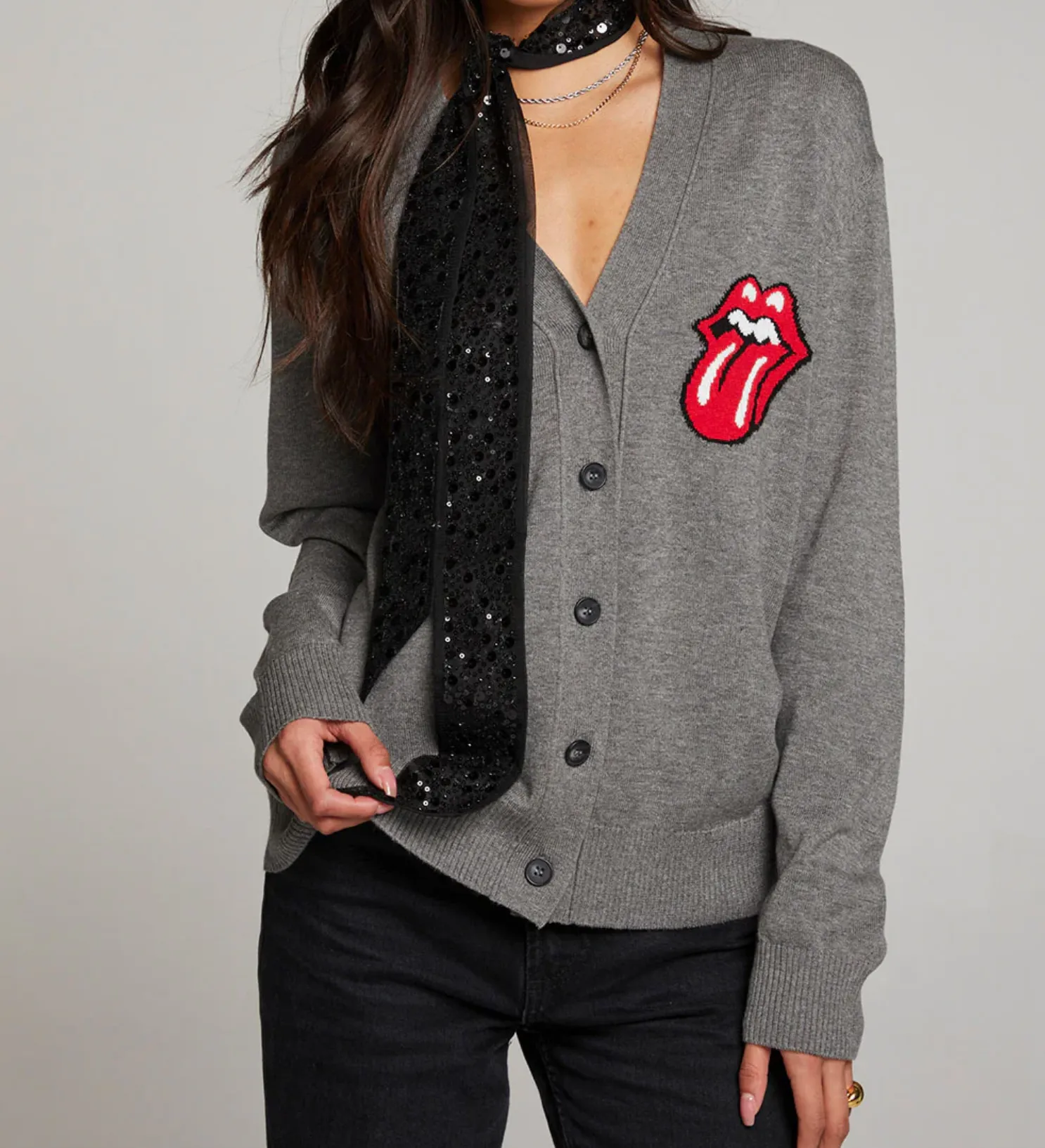 Rolling Stones Knit Vibe Cardigan Grey