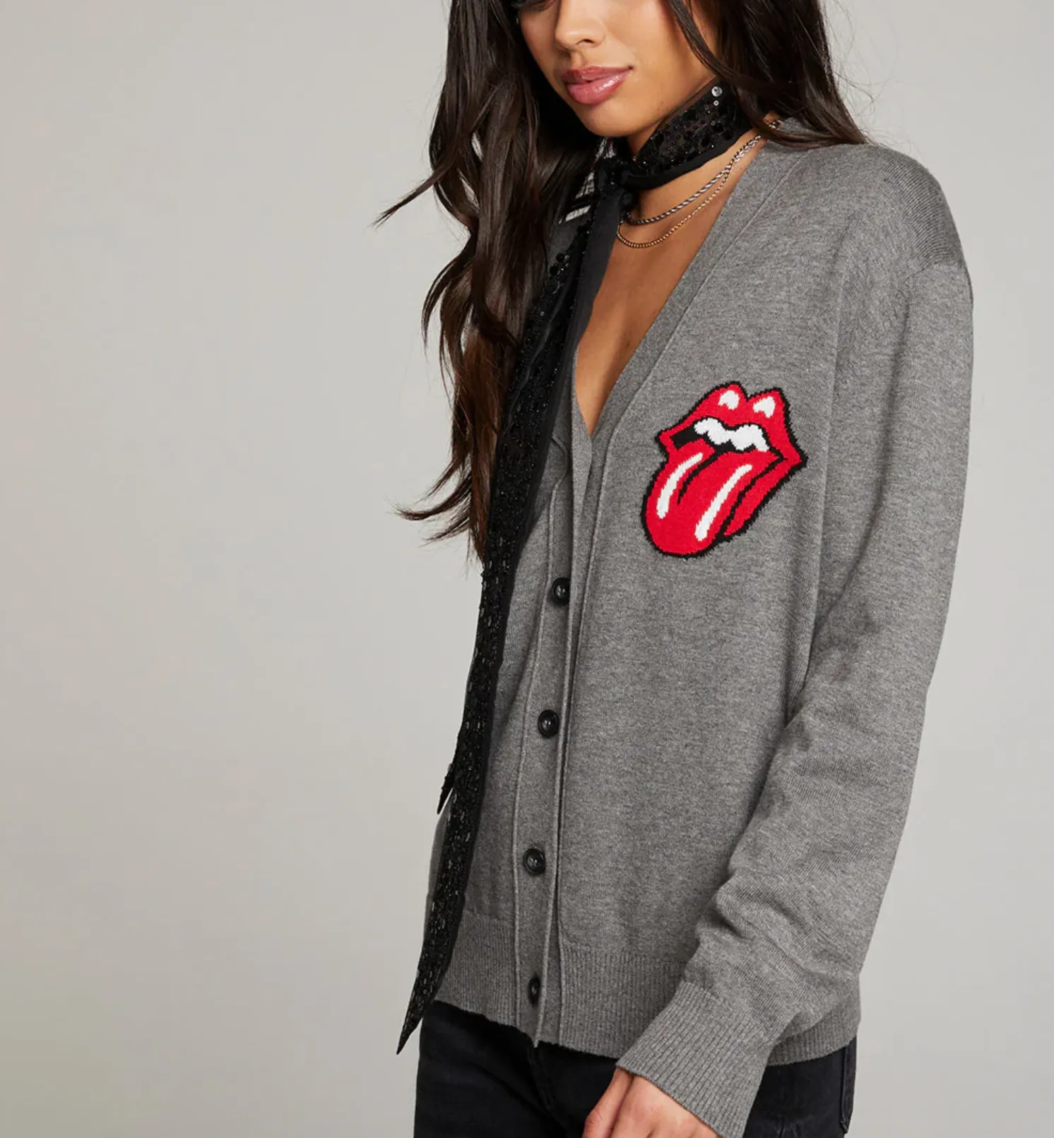 Rolling Stones Knit Vibe Cardigan Grey