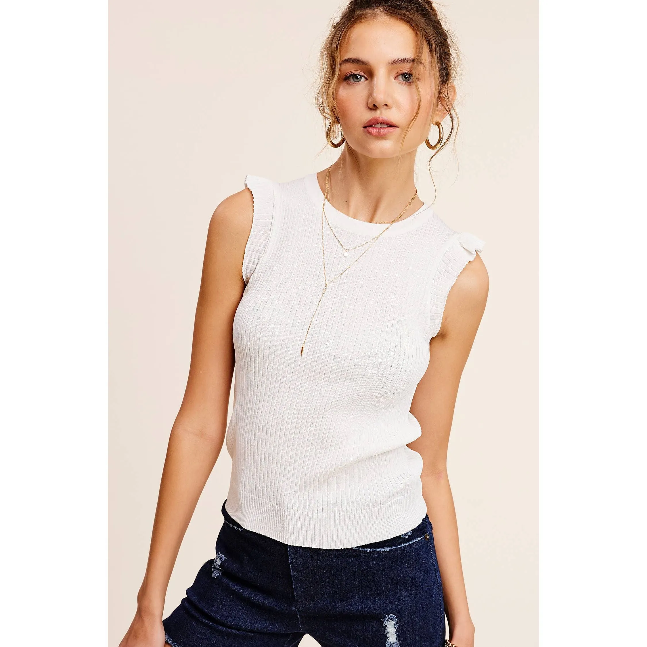 Ruffle Spring Summer Sleeveless Top