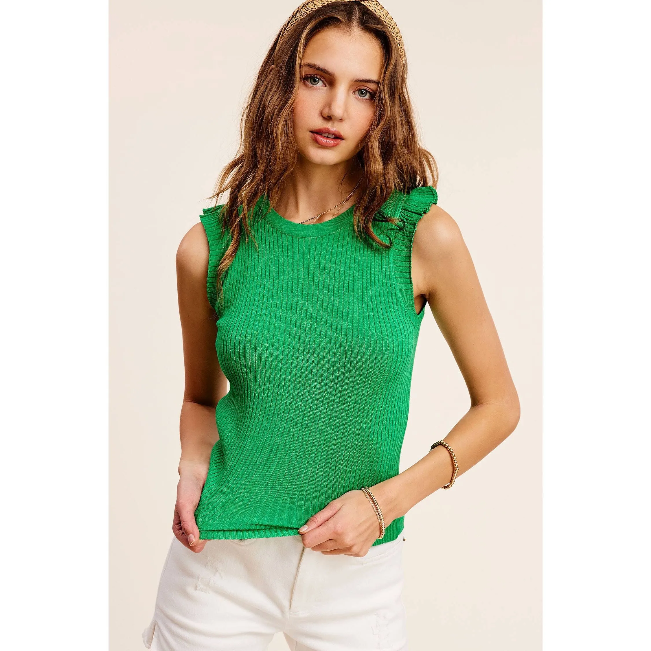 Ruffle Spring Summer Sleeveless Top