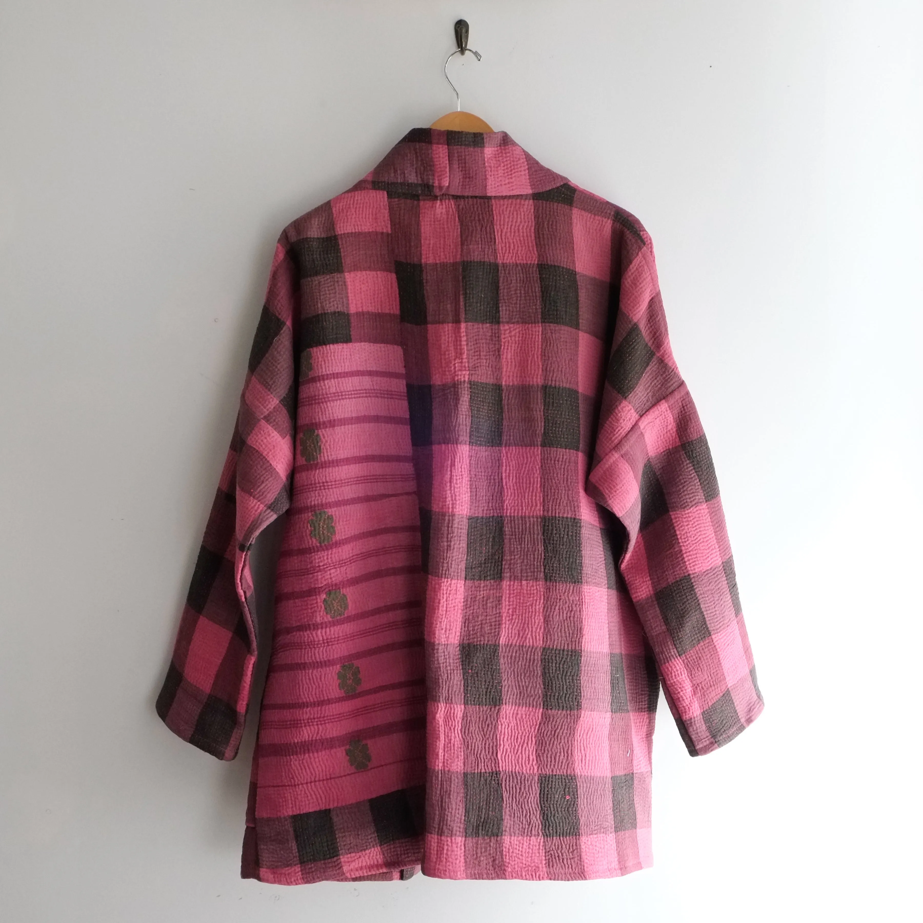 S Muted Fuschia Check Pattern Anoushka Jacket LL133