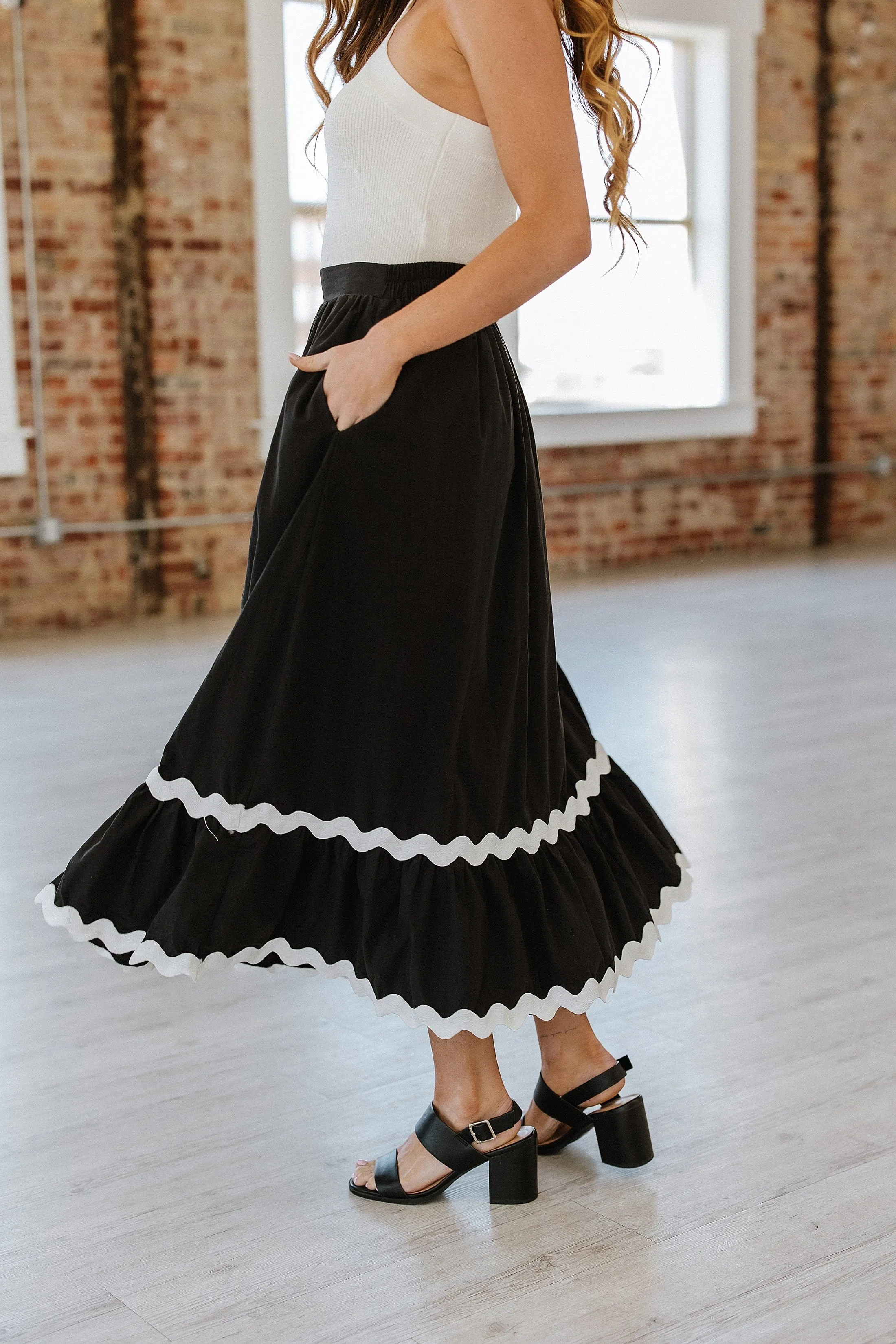 SALE - Carmen Contrast Trim Maxi Skirt | S-XL