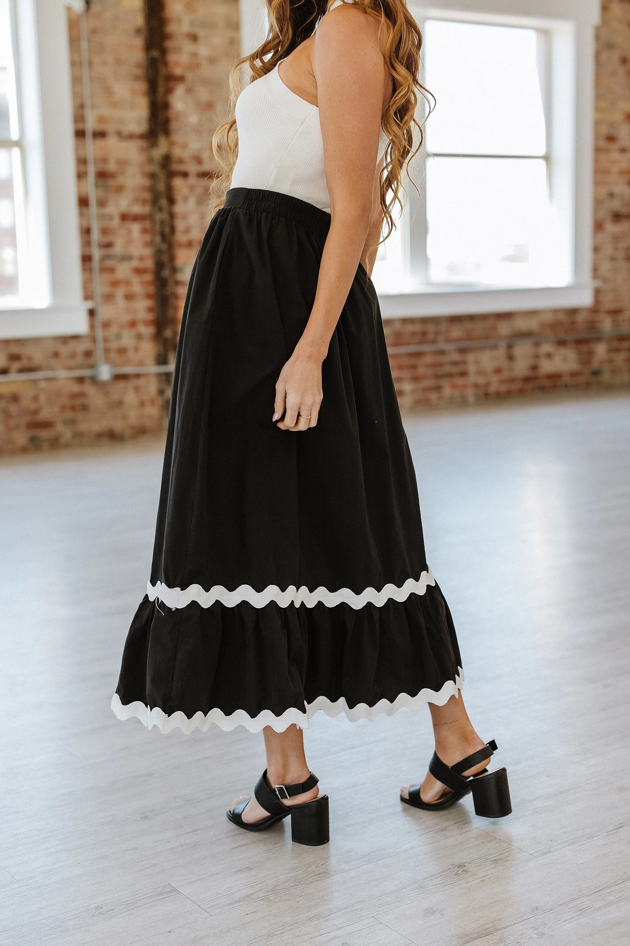 SALE - Carmen Contrast Trim Maxi Skirt | S-XL