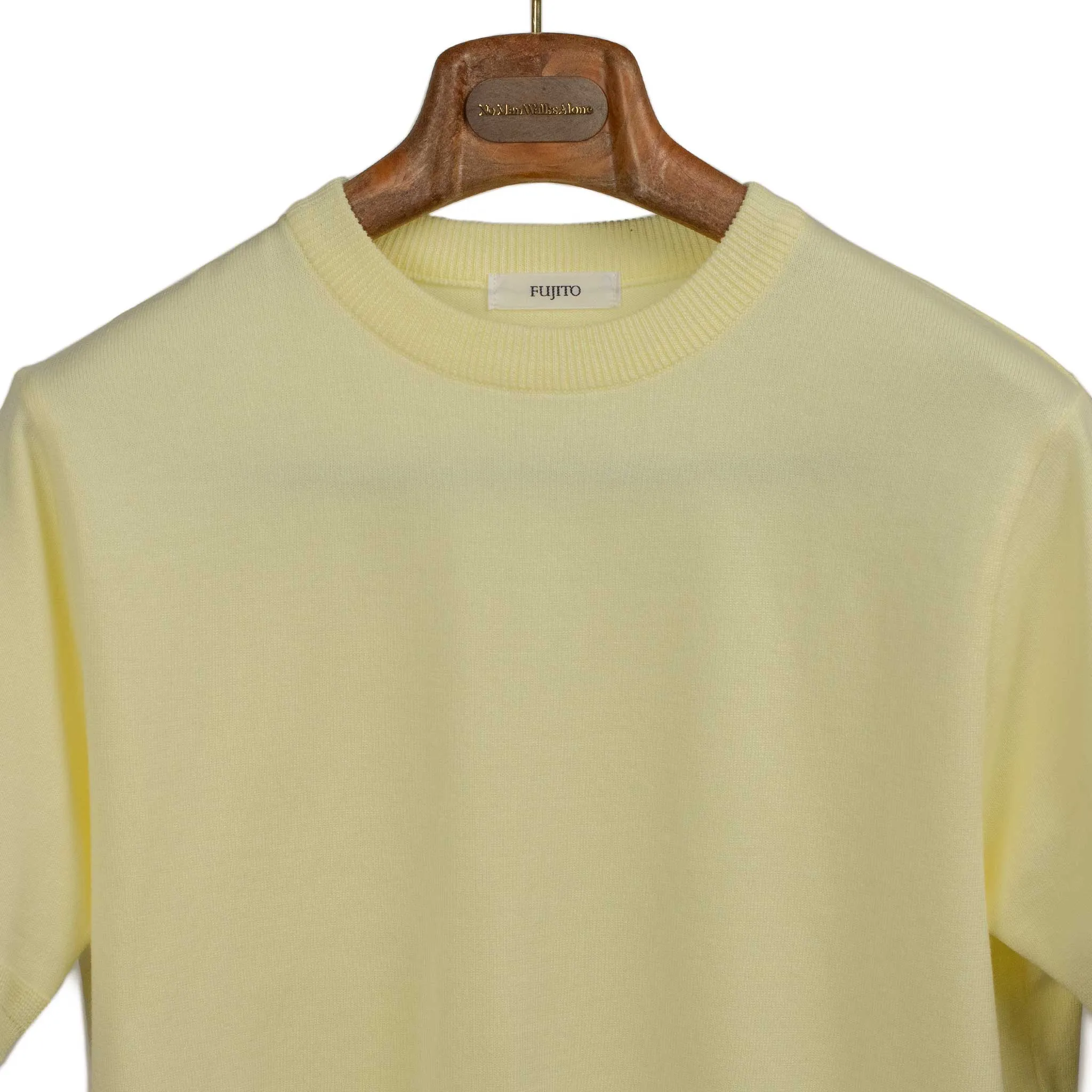 Short sleeve knit t-shirt in lemon cream