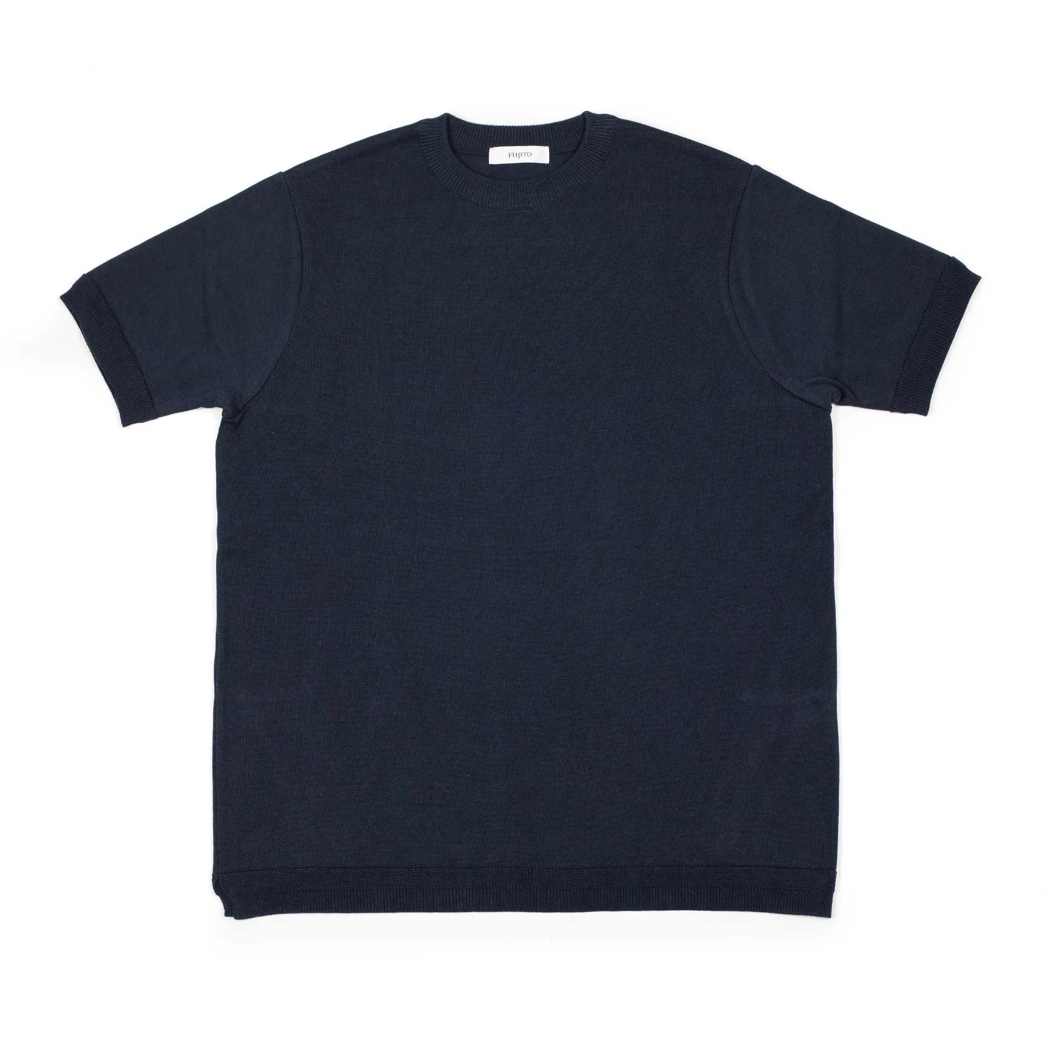 Short sleeve knit t-shirt in navy blue