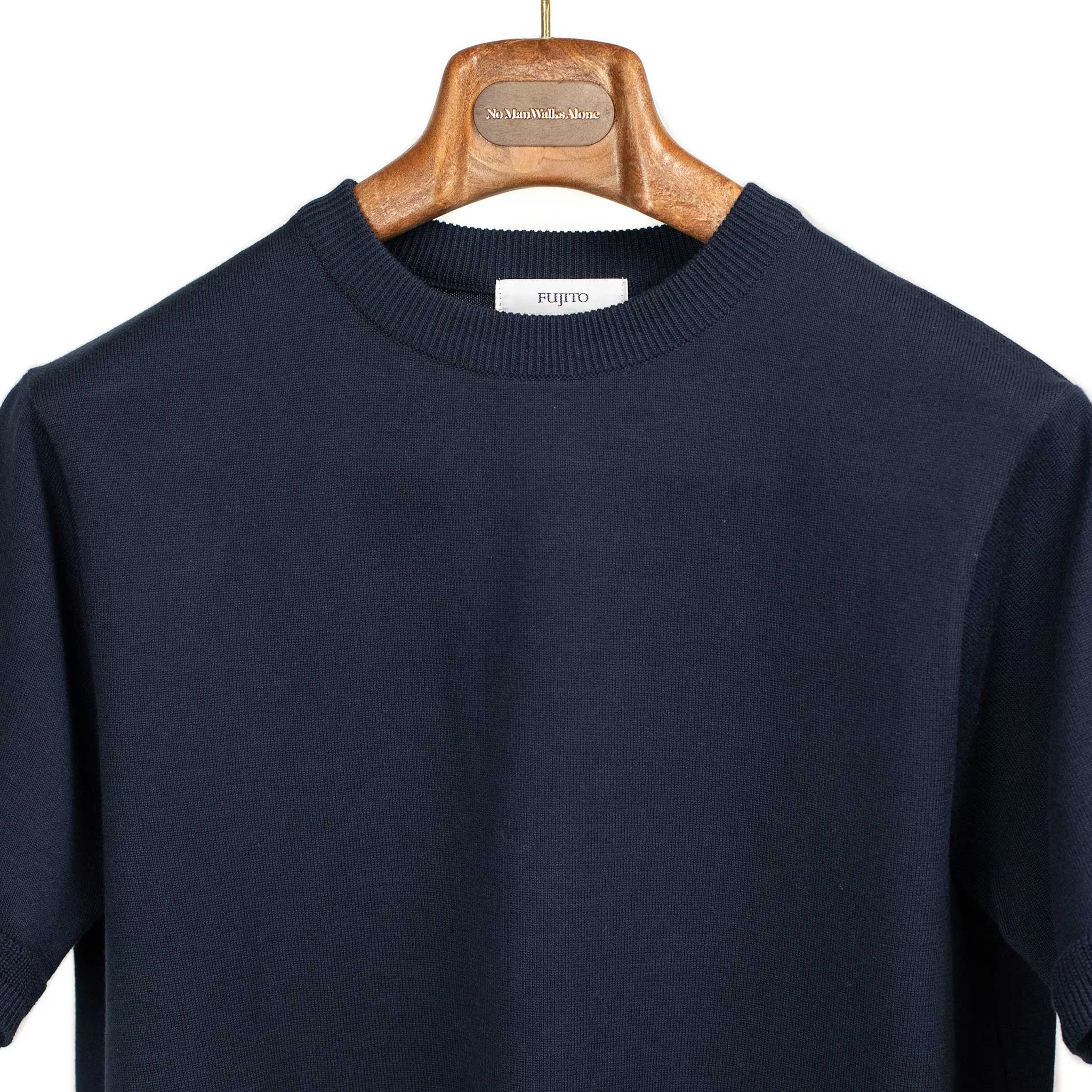 Short sleeve knit t-shirt in navy blue