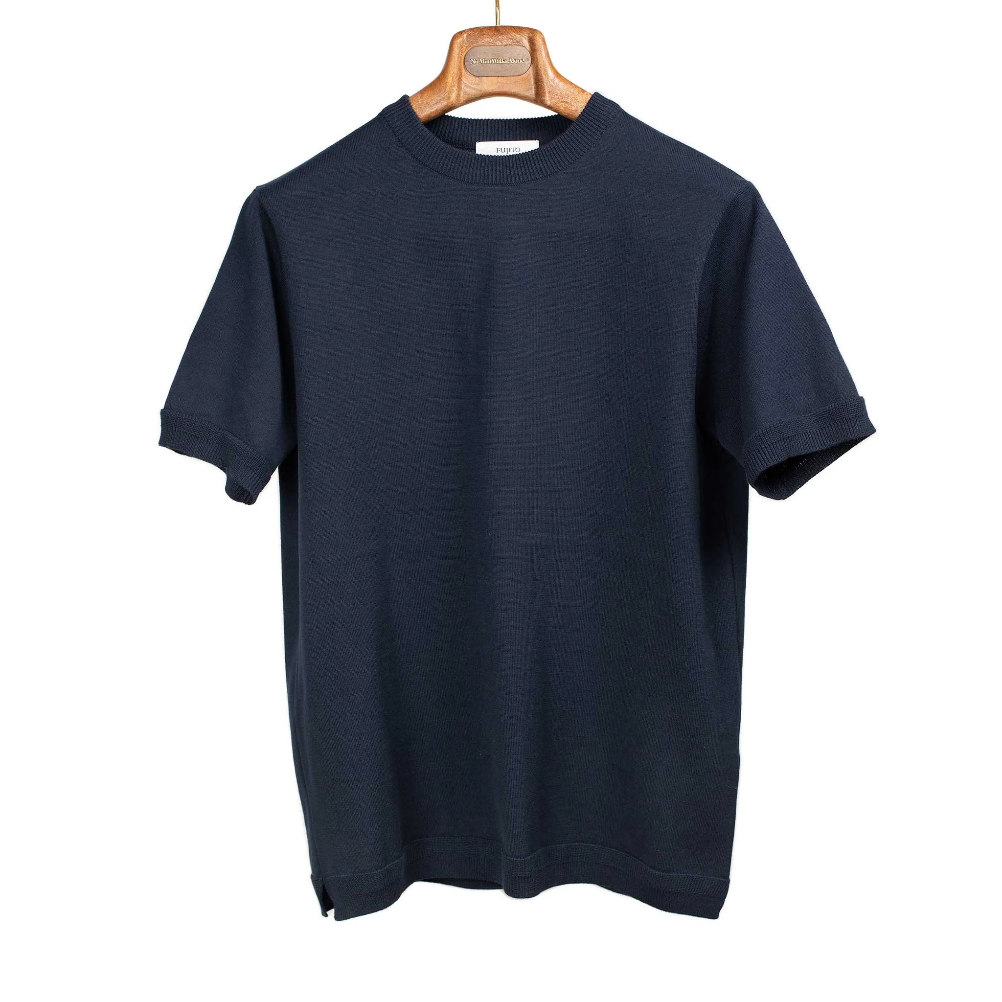 Short sleeve knit t-shirt in navy blue