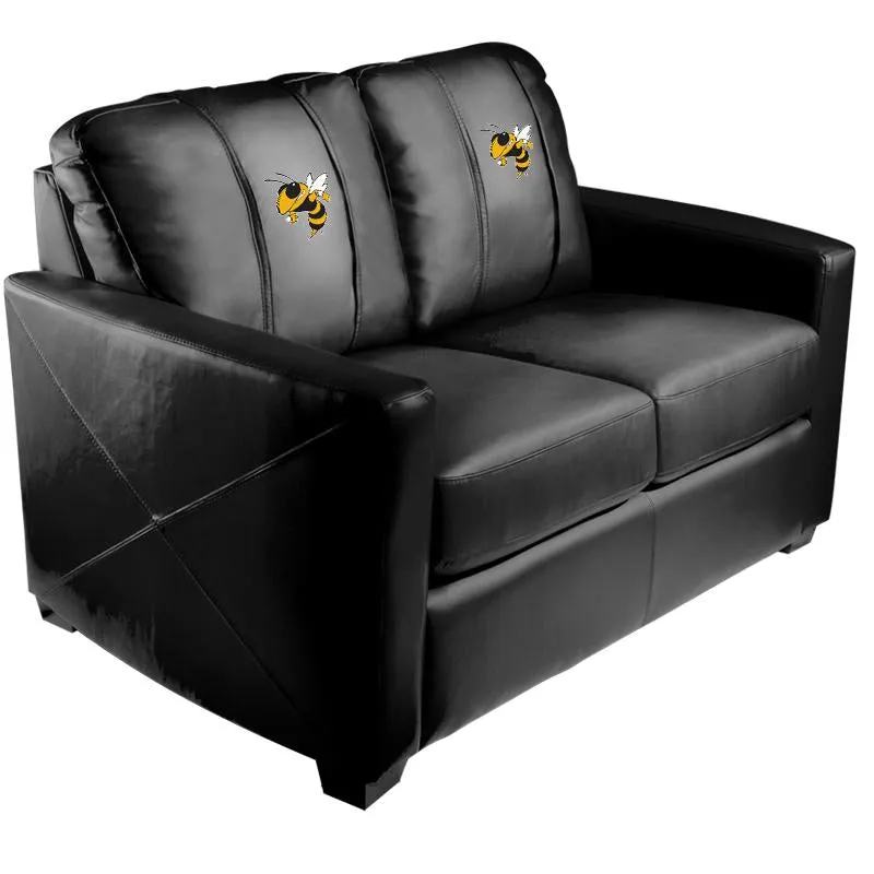 Silver Loveseat with Georgia Tech Yellow Jackets Buzz Logo