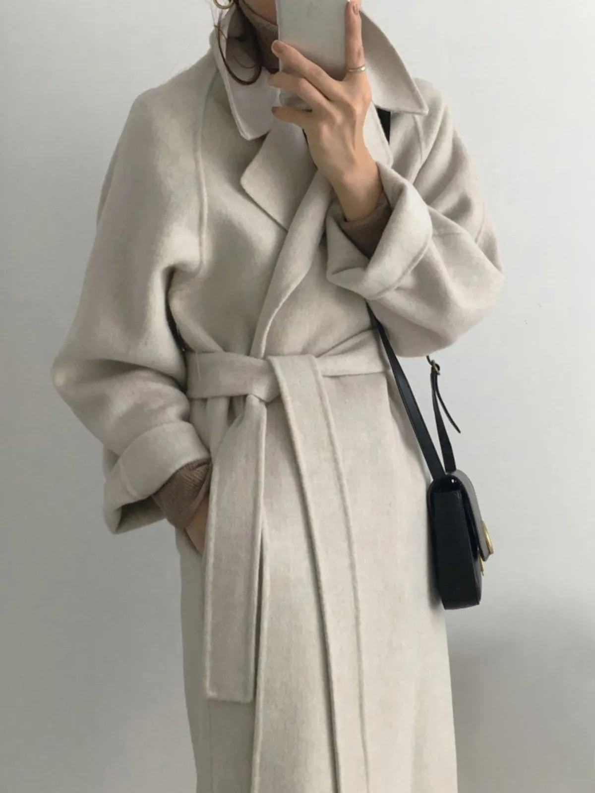 Soft Wool Belted Long Coat