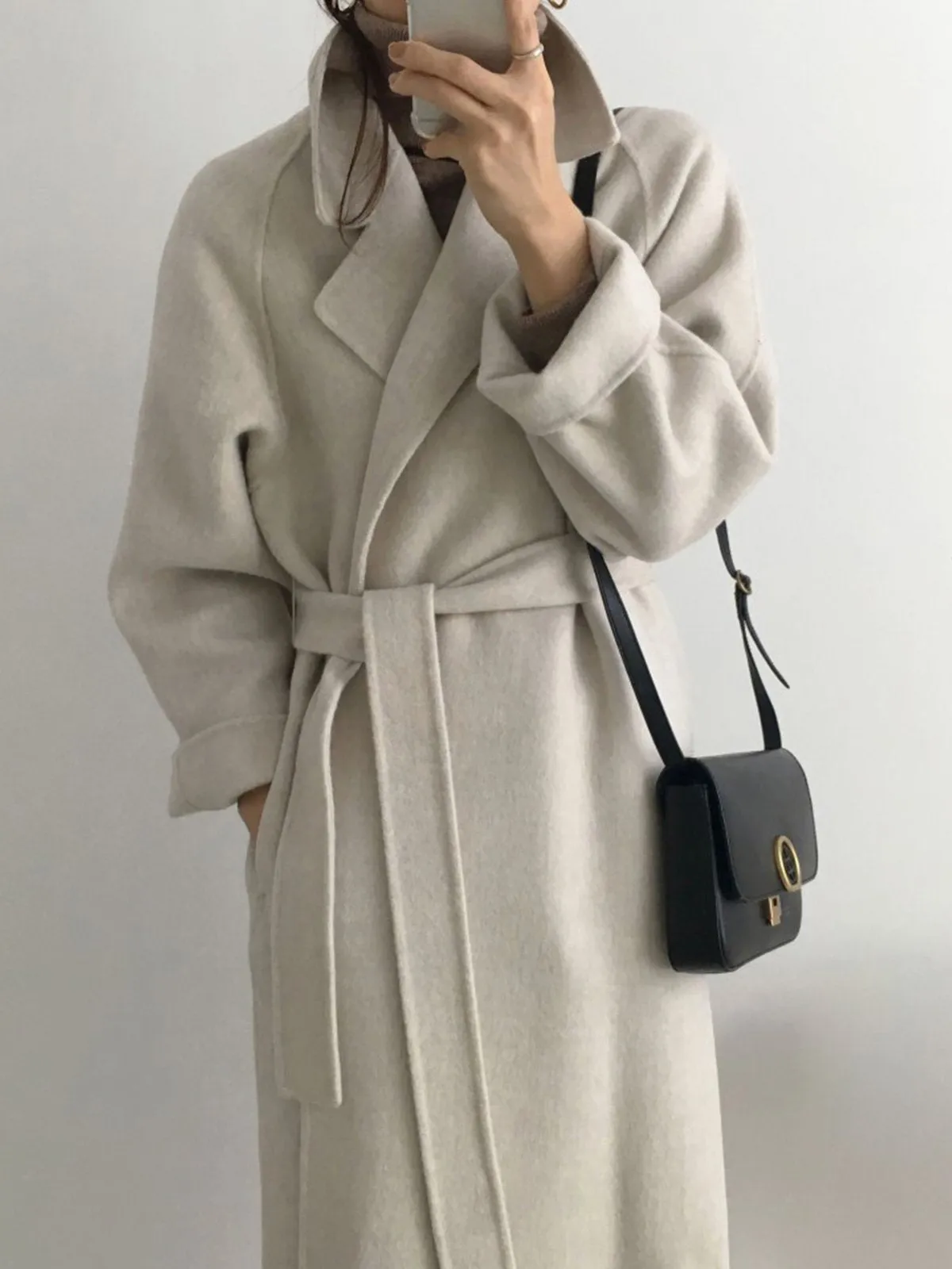 Soft Wool Belted Long Coat