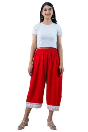 Stylish Red Knee Length Palazzo For Women