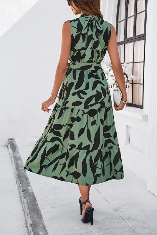 Tie Back Patterned Midi Dress *Online Only*