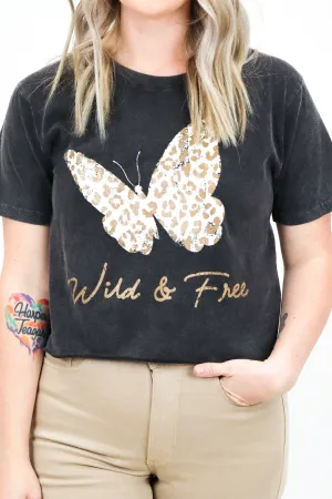 Wild & Free Butterfly Cropped Graphic Tee